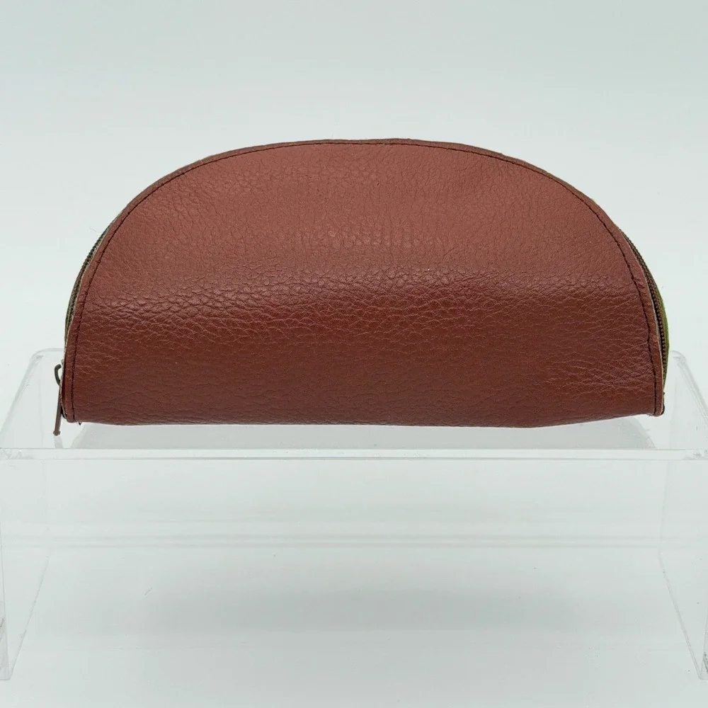 Tommy Bahama Brown Leather Zip Eyeglass‎ Case Green Lined